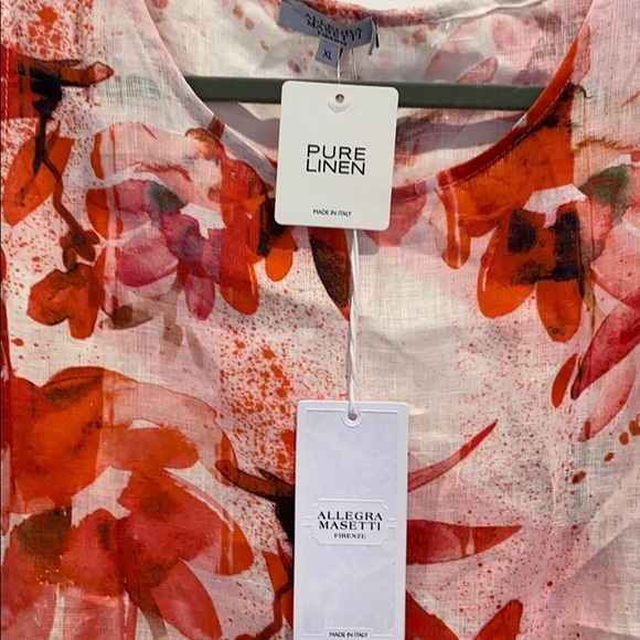 Allegra Masetti Dress Pure Linen Floral XL NWT - Picture 2 of 7